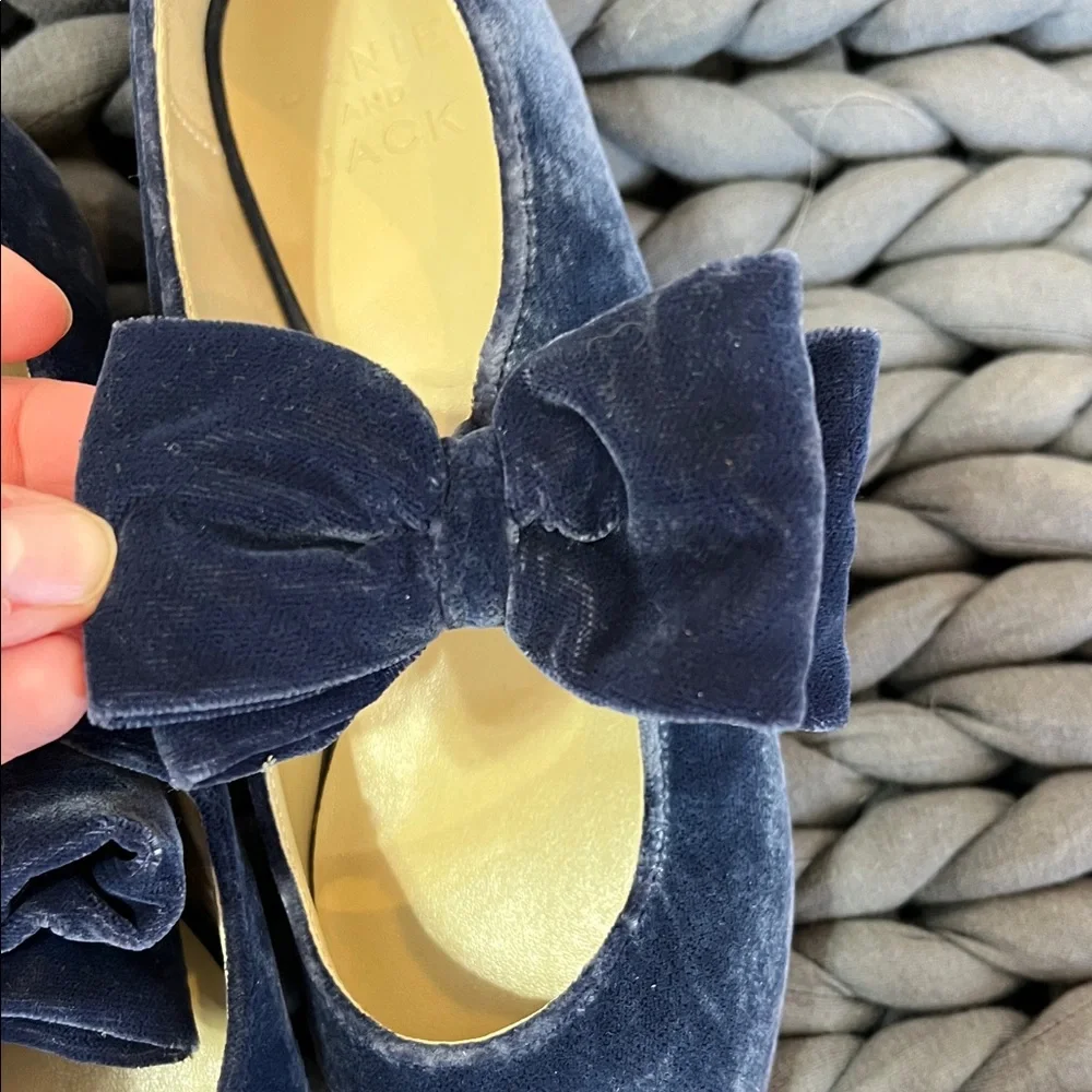 Janie and Jack Navy Velvet Bow Flats